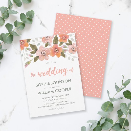 Perzate Delicate Floral Wedding Uitnodiging