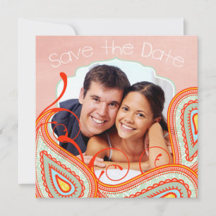 Perzeel Geel Koraal Mint Foto Modern sparen de Dat Save The Date