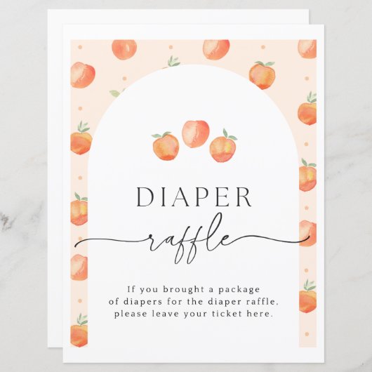 Perzier Diaper Raffle-teken | PerzikBaby shower (Voorkant / Achterkant)