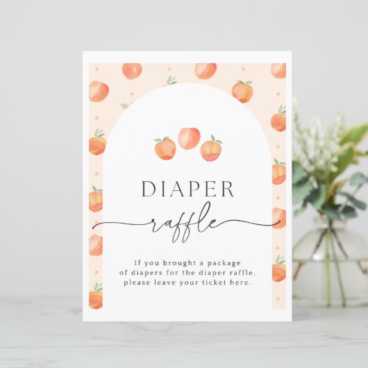 Perzier Diaper Raffle-teken | PerzikBaby shower (Staand voorkant)