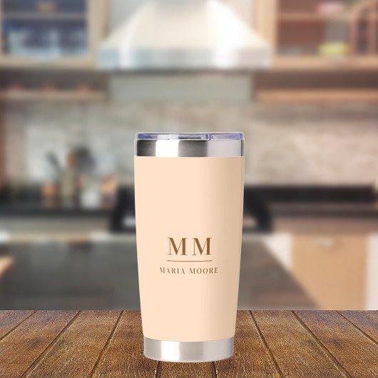 Perzik aangepaste monogram initialen naam geïsoleerde drinkbeker