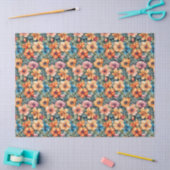 Perzik Abrikoos en Mauve Bloemen Tissuepapier (Craft)