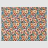 Perzik Abrikoos en Mauve Bloemen Tissuepapier (Voorkant)
