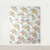 Perzik aquarel bloemen bloem bruiloft brunch wandkleed (Voorkant)