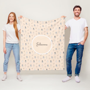 Perzik Ballerina Lijntekening Fleece Deken