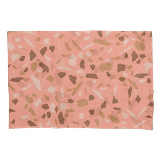 Perzik Beige Bruine Terrazzo Marmer Patroon Kussensloop (Voorkant-Links)