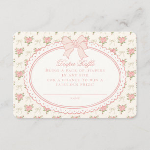 Perzik & Beige Vintage Bloemen Luier Loterij Inlay Informatiekaartje