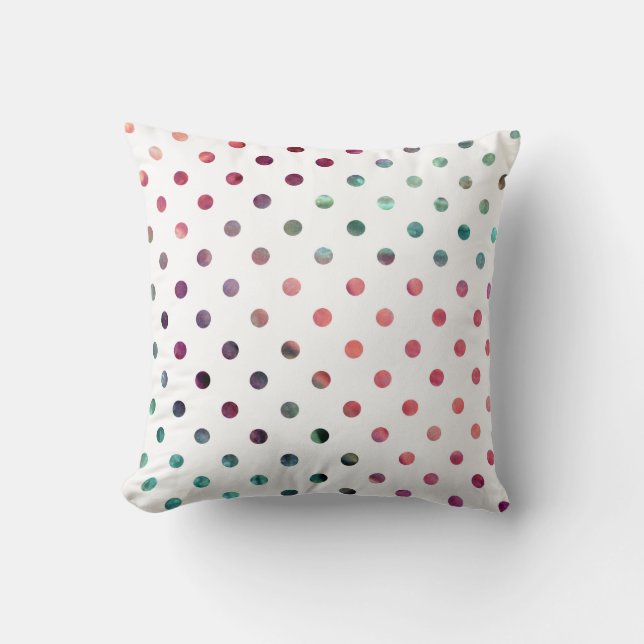 Perzik Berry Blauwgroen Polka Dots Kussen (Voorkant)