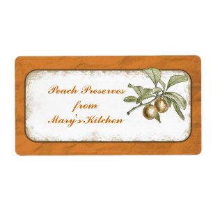 Perzik bewaart voedsel opslag botanische douane etiket