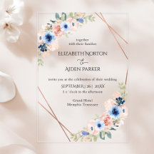 Perzik, Blauw, Bloemen bruiloft Collectie Acryl