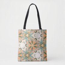 Perzik Blauw Botanisch Naadloos Patroon