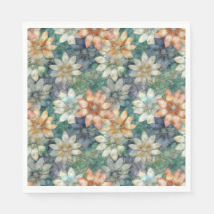 Perzik Blauw Wit Groen Bloem Servet