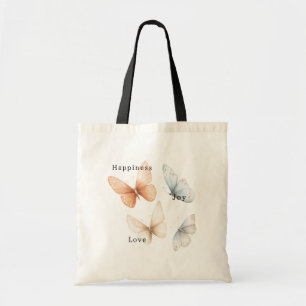 Perzik Blauwe Vlinders Geluk Liefde Vreugde Tote Bag