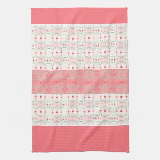 Perzik Blauwgroen en Sinaasappel Theedoek (Verticaal)