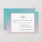 *~* Perzik + Blauwgroen Glitter Beach AR4 bruiloft RSVP Kaartje (Voorkant / Achterkant)