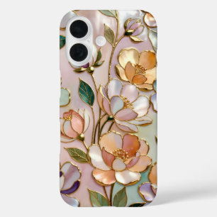 Perzik Bloem Glas-in-lood Hoesje Wilde Bloemen