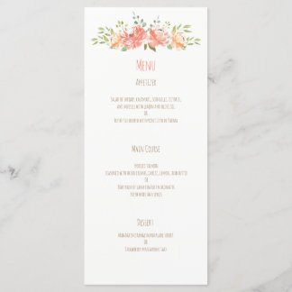 Perzik bloem waterverf bruiloft menu