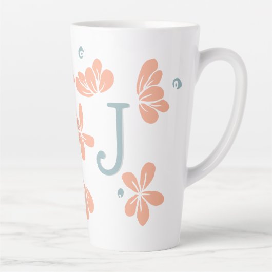 Perzik bloemblaadje Initiaal Mok (Rechts)