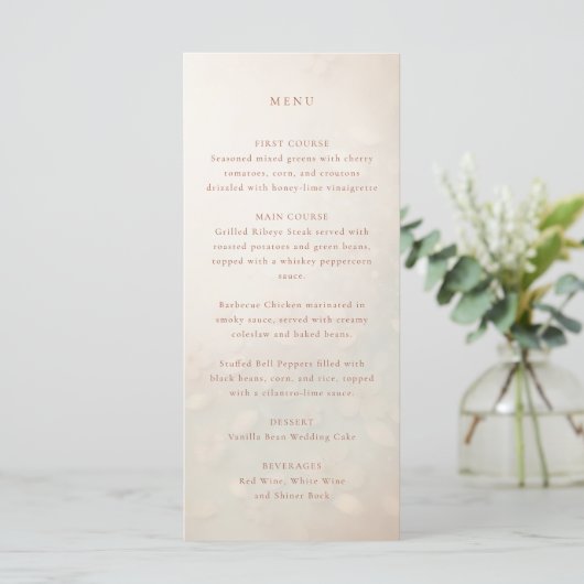 Perzik bloemblaadjes bruiloft menu (Staand voorkant)