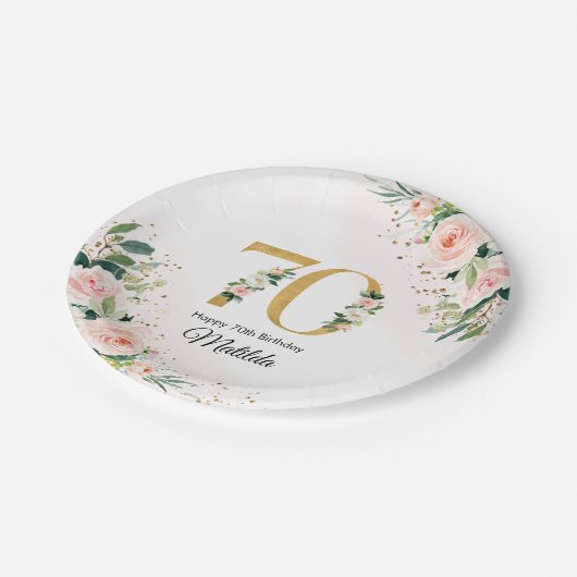 Perzik Bloemen 65e Verjaardag Papier Borden Papieren Bordje (Gekanteld)