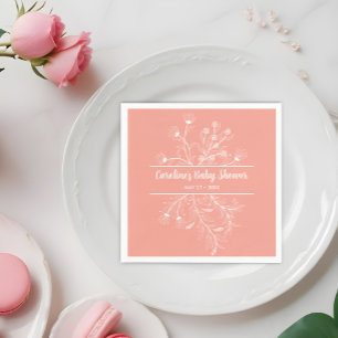 Perzik Bloemen Baby shower Servet