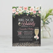 Perzik Bloemen Bruids Douche Uitnodiging - Donker (Staand voorkant)