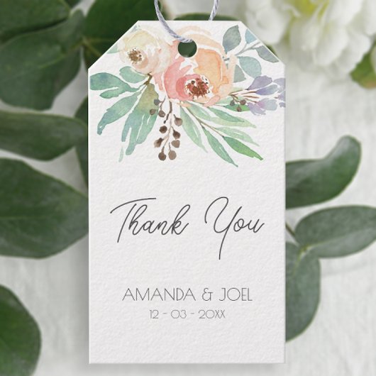 Perzik Bloemen Bruiloft Cadeaulabel