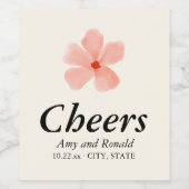 Perzik Bloemen Bruiloft Wijn Etiket (Enkel label)