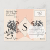 Perzik  Bloemen en Streep Briefkaart (Achterkant)