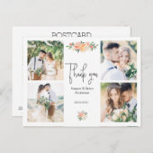 perzik Bloemen Foto bruiloft Dank u Briefkaart (Voorkant / Achterkant)