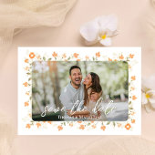 Perzik Bloemen Fotocollage bruiloft Save The Date