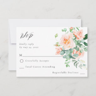 Perzik Bloemen geen Maaltijd RSVP V3 Kaartje