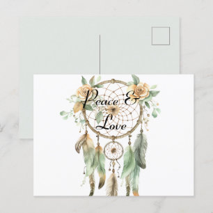 Perzik Bloemen Groene Droomvanger Briefkaart