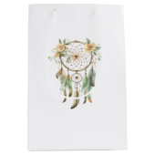 Perzik Bloemen Groene Droomvanger Verjaardag Medium Cadeauzakje (Voorkant)