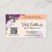  Perzik Bloemen Haar Salon Stylist QR Code Visitekaartje (Achterkant)