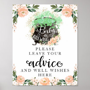 Perzik Bloemen Halloween Baby Borrel Advies Bord Poster