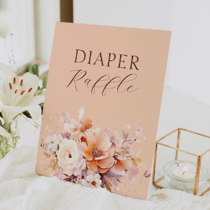 Perzik Bloemen Herfst Baby shower Luier Raffle Reclamebord Met Voetstuk