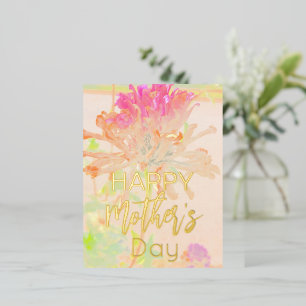 Perzik Bloemen Impressionist Moederdag Folie Feestdagen Briefkaart