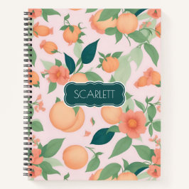 Perzik Bloemen Kleurrijk Gepersonaliseerd Patroon Notitieboek