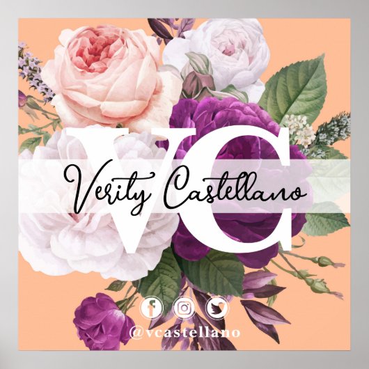  Perzik  Bloemen Persoonlijk Visitekaartje Poster (Voorkant)