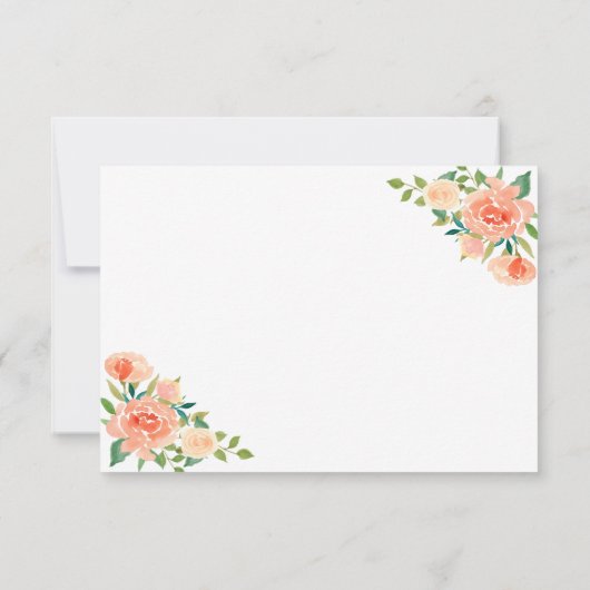 Perzik Bloemen Rand | Trouwgegevens Kaart (Achterkant)