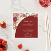 Perzik Bloemen Rode Boog Huwelijk Dank u Bericht Servet (Insitu)