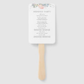 Perzik Bloemen Stoffig Blauw Bruiloft Programma Handwaaier (Achterkant)