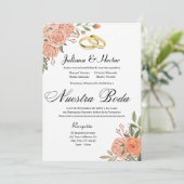 Perzik Bloemen Uitnodiging (Staand voorkant)