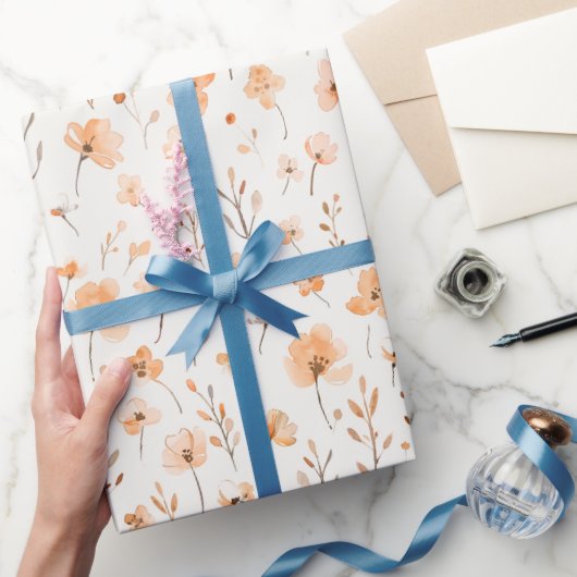 Perzik Bloemen Verjaardag Cadeaupapier (Geschenken)