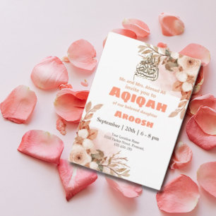 Perzik bloemenaqeqah- Aqiqah- Moslim Uitnodiging