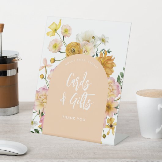 Perzik Bloemenboog Kaarten en geschenken teken Reclamebord Met Voetstuk (Insitu)