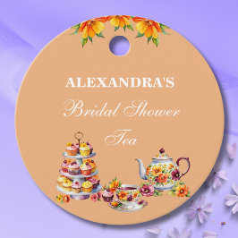 Perzik Bloementhee Vrijgezellenfeest Dank u Bedankjes Labels