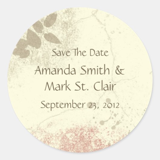 Perzik bloementuin Save The Date Sticker (Voorkant)