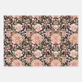 Perzik Bloemige Bloem Verjaardag Trouw Bruidsfeest Inpakpapier Vel (Voorkant)